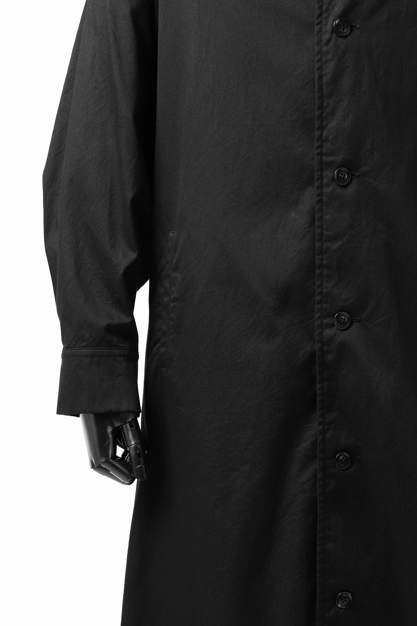 画像をギャラリービューアに読み込む, Y's HIGH-COLLAR LONG COAT / SOFT TWILL (BLACK)
