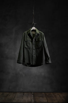 画像をギャラリービューアに読み込む, RESURRECTION HANDMADE vintage damage military herringbone shirt (KHAKI GREEN)