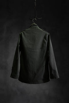 画像をギャラリービューアに読み込む, RESURRECTION HANDMADE vintage damage military herringbone shirt (KHAKI GREEN)