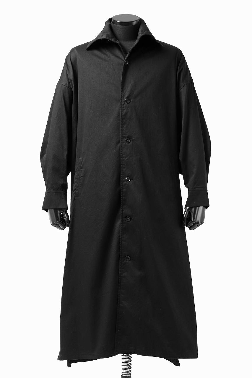 画像をギャラリービューアに読み込む, Y's HIGH-COLLAR LONG COAT / SOFT TWILL (BLACK)