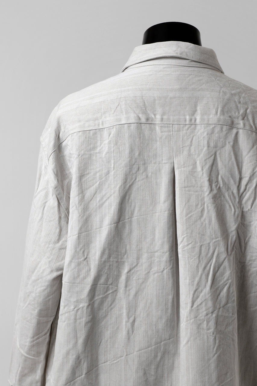 画像をギャラリービューアに読み込む, YUTA MATSUOKA shirt-coat / washed cotton linen stripe (off white)