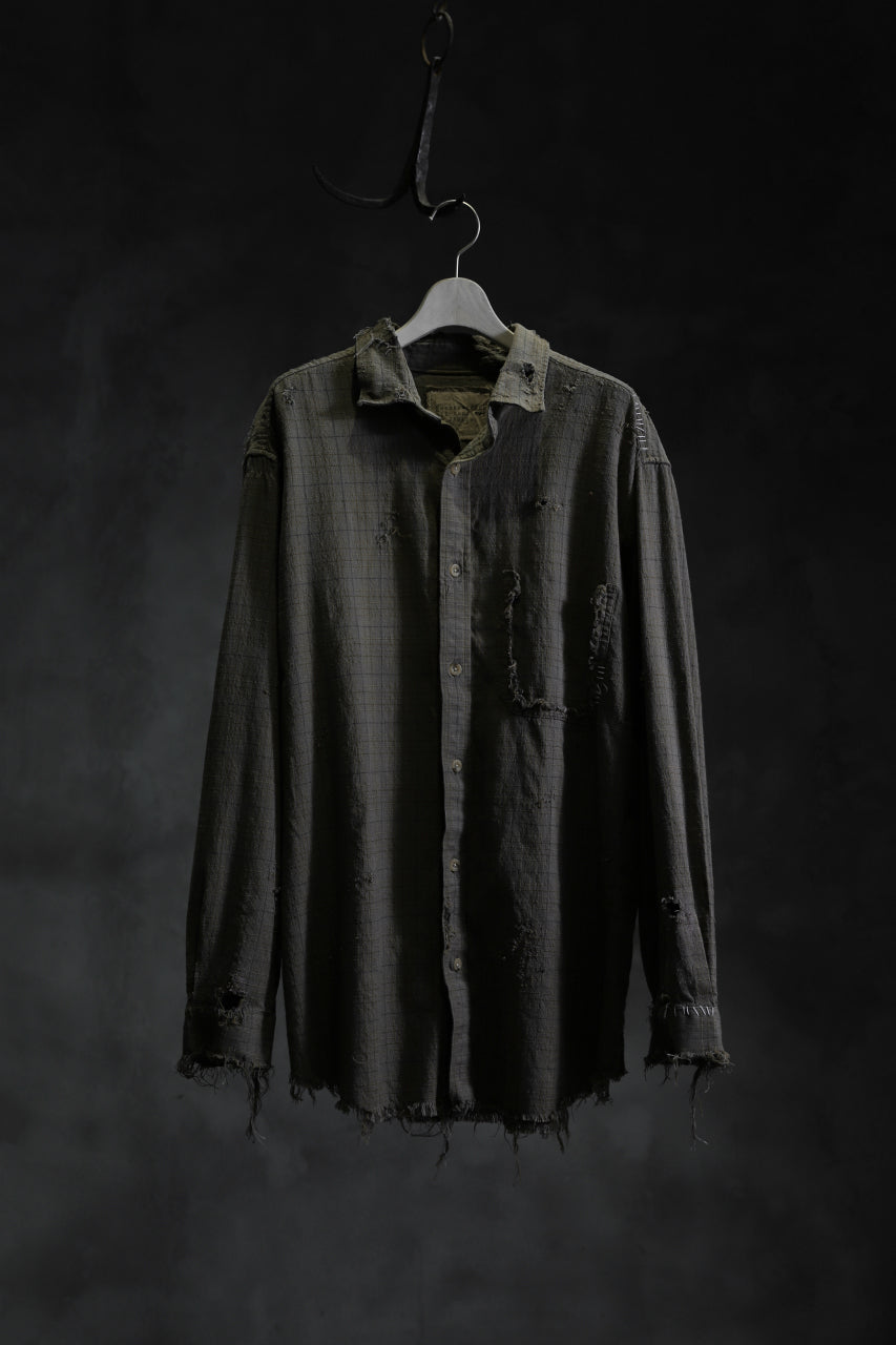 画像をギャラリービューアに読み込む, RESURRECTION HANDMADE vintage damage plaid shirt (KHAKI BEIGE)