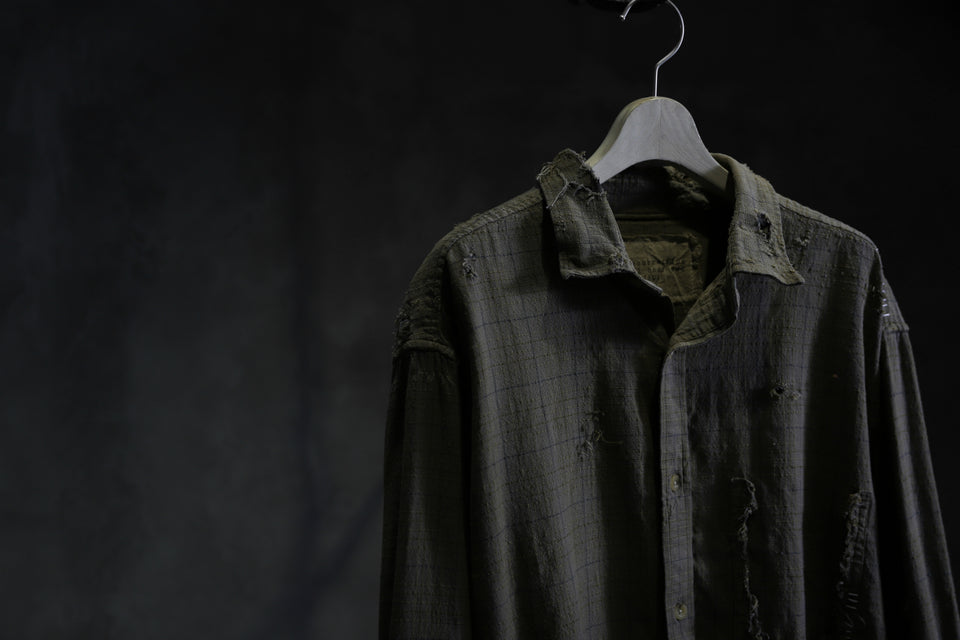 画像をギャラリービューアに読み込む, RESURRECTION HANDMADE vintage damage plaid shirt (KHAKI BEIGE)