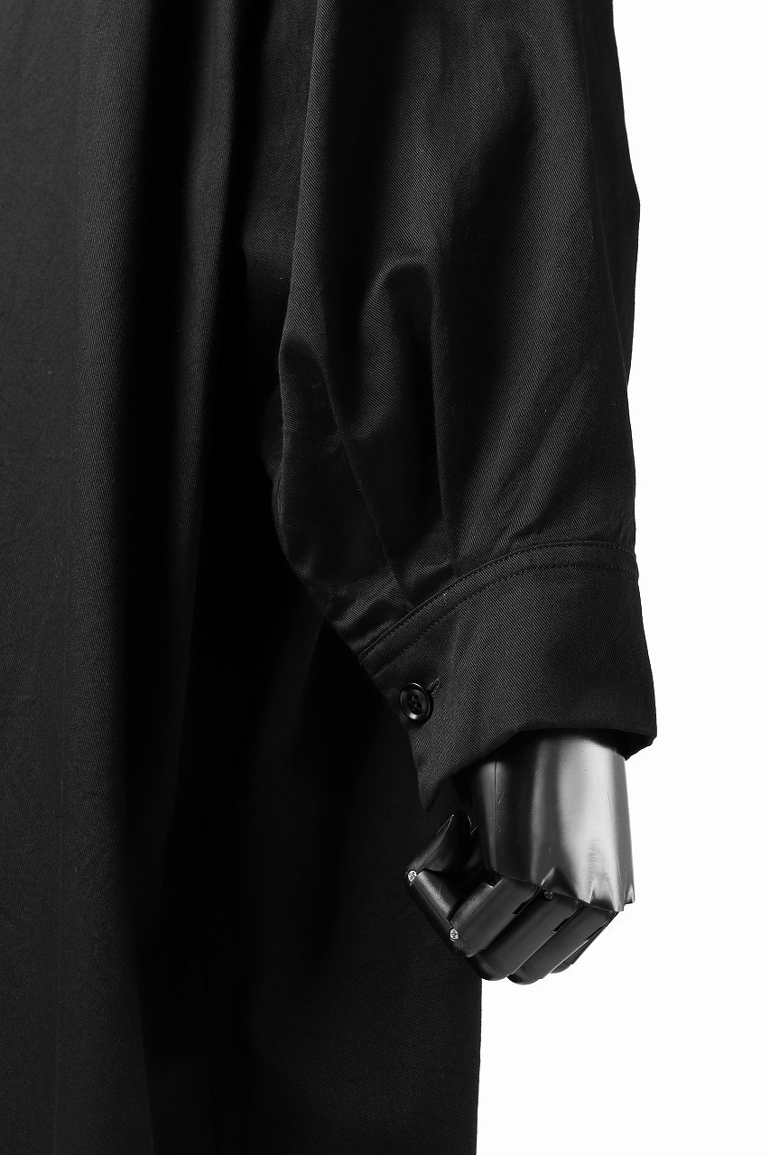 画像をギャラリービューアに読み込む, Y's HIGH-COLLAR LONG COAT / SOFT TWILL (BLACK)