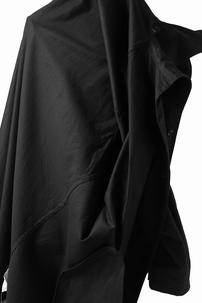 画像をギャラリービューアに読み込む, Y's HIGH-COLLAR LONG COAT / SOFT TWILL (BLACK)