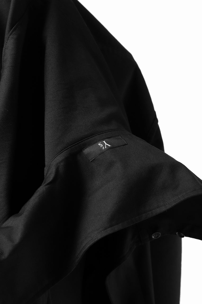 画像をギャラリービューアに読み込む, Y's HIGH-COLLAR LONG COAT / SOFT TWILL (BLACK)