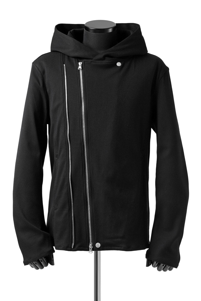 Load image into Gallery viewer, ISAMU KATAYAMA BACKLASH HOODED RIDERS BLOUSON / STRETCH RAYON SILK (BLACK)