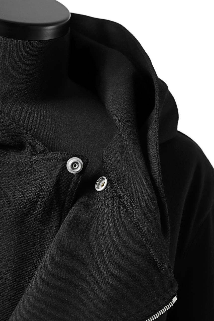 Load image into Gallery viewer, ISAMU KATAYAMA BACKLASH HOODED RIDERS BLOUSON / STRETCH RAYON SILK (BLACK)