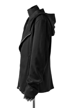 Load image into Gallery viewer, ISAMU KATAYAMA BACKLASH HOODED RIDERS BLOUSON / STRETCH RAYON SILK (BLACK)