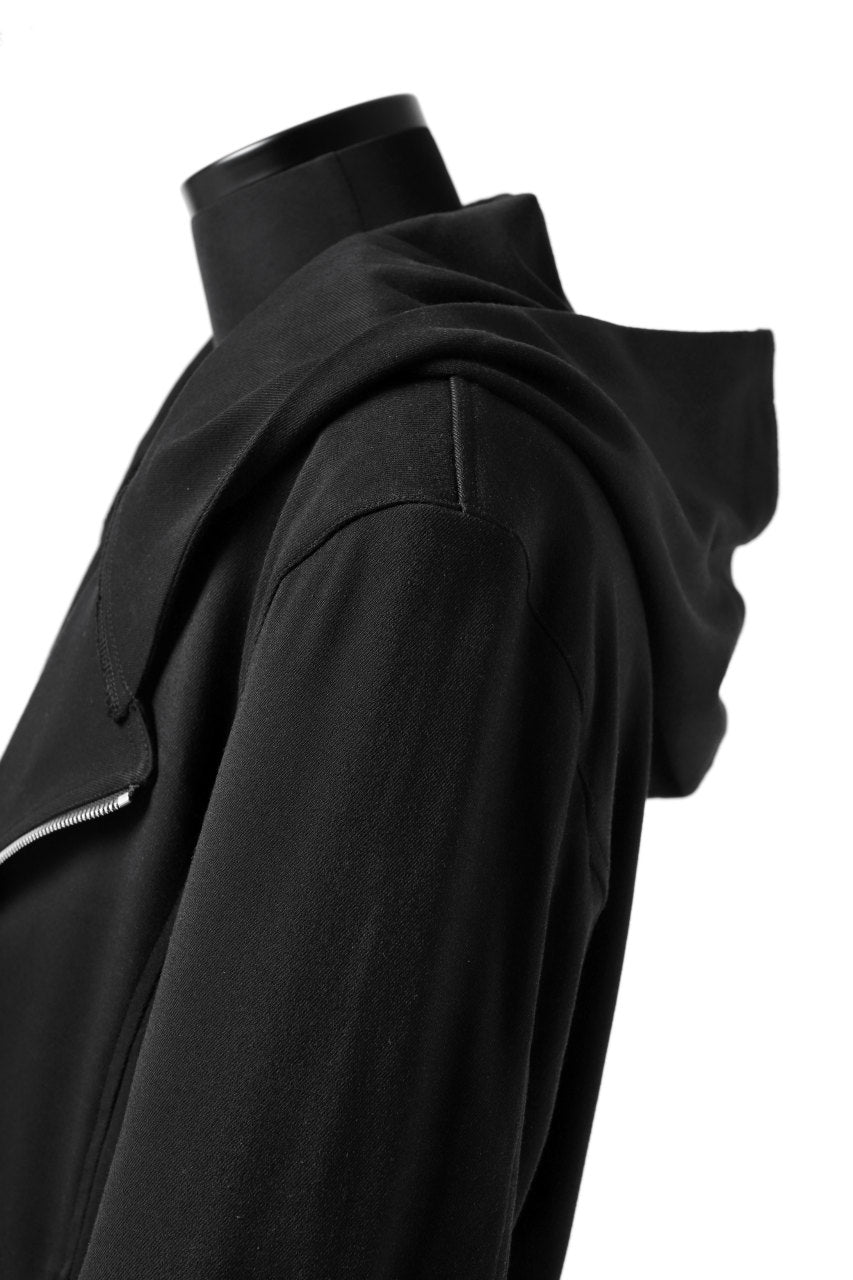 Load image into Gallery viewer, ISAMU KATAYAMA BACKLASH HOODED RIDERS BLOUSON / STRETCH RAYON SILK (BLACK)