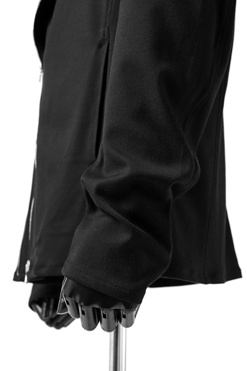 Load image into Gallery viewer, ISAMU KATAYAMA BACKLASH HOODED RIDERS BLOUSON / STRETCH RAYON SILK (BLACK)