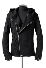 Load image into Gallery viewer, ISAMU KATAYAMA BACKLASH HOODED RIDERS BLOUSON / STRETCH RAYON SILK (BLACK)