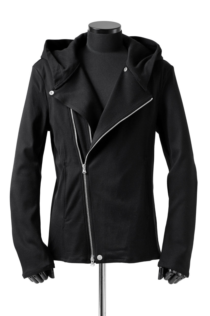 Load image into Gallery viewer, ISAMU KATAYAMA BACKLASH HOODED RIDERS BLOUSON / STRETCH RAYON SILK (BLACK)