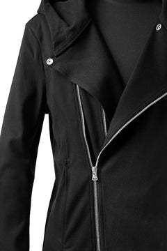 Load image into Gallery viewer, ISAMU KATAYAMA BACKLASH HOODED RIDERS BLOUSON / STRETCH RAYON SILK (BLACK)