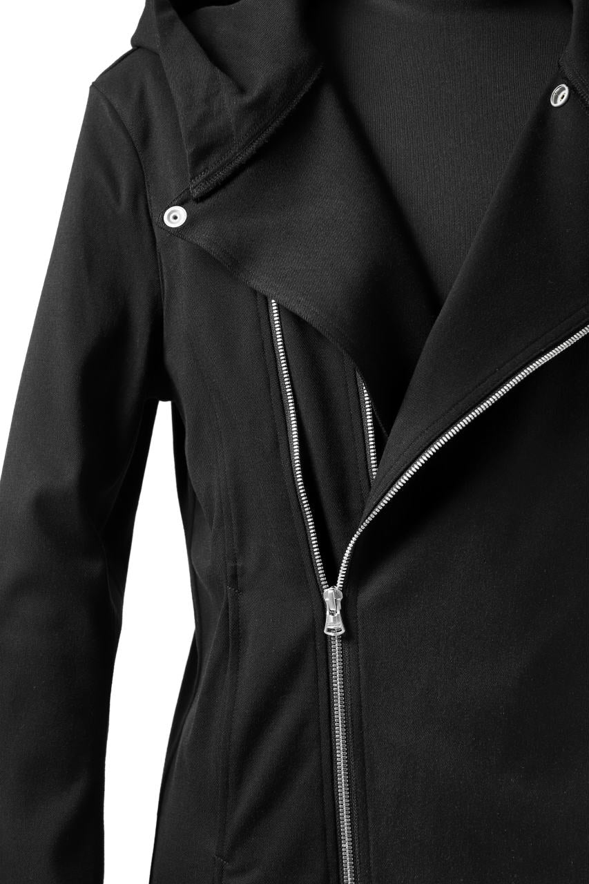 Load image into Gallery viewer, ISAMU KATAYAMA BACKLASH HOODED RIDERS BLOUSON / STRETCH RAYON SILK (BLACK)
