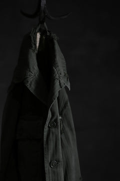 画像をギャラリービューアに読み込む, RESURRECTION HANDMADE vintage damage military herringbone shirt (KHAKI GREEN)