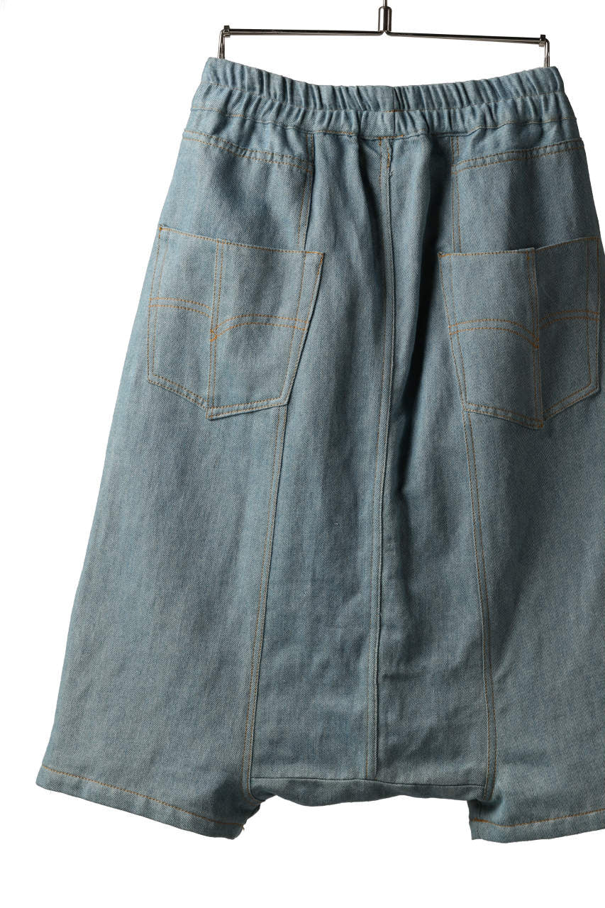 画像をギャラリービューアに読み込む, ISAMU KATAYAMA BACKLASH SARROUEL SHORT PANTS / COTTON LINEN DENIM (INDIGO)