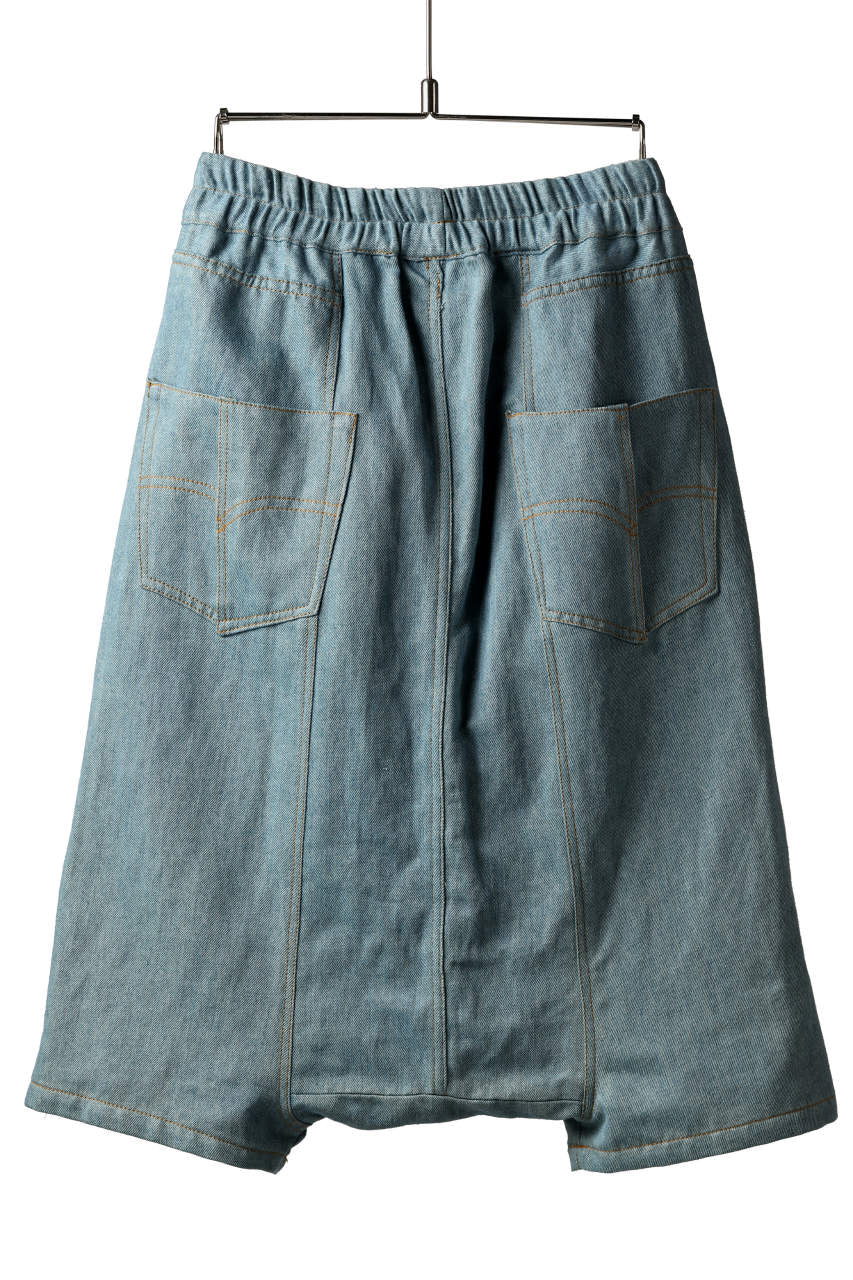 画像をギャラリービューアに読み込む, ISAMU KATAYAMA BACKLASH SARROUEL SHORT PANTS / COTTON LINEN DENIM (INDIGO)