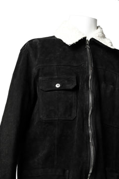 Load image into Gallery viewer, ISAMU KATAYAMA BACKLASH SUEDE COVER ALL BLOUSON / JAPAN CALF (WHITE TANNED / BLACK)