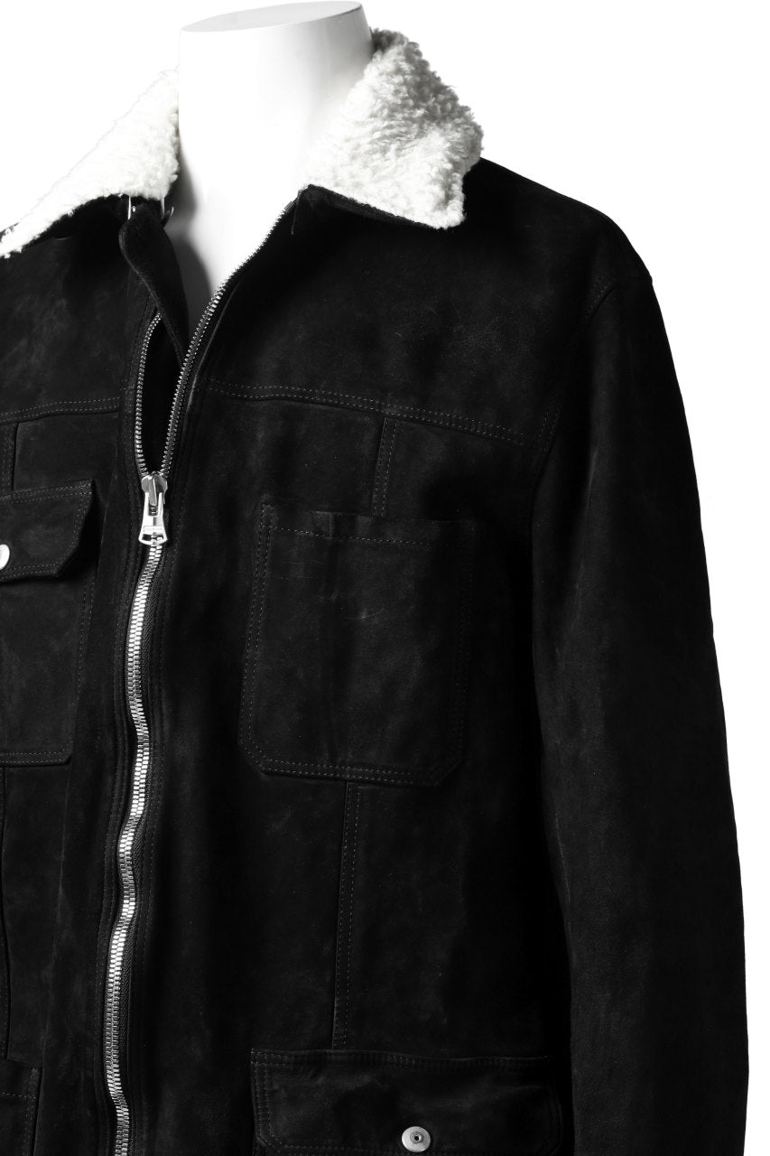 Load image into Gallery viewer, ISAMU KATAYAMA BACKLASH SUEDE COVER ALL BLOUSON / JAPAN CALF (WHITE TANNED / BLACK)