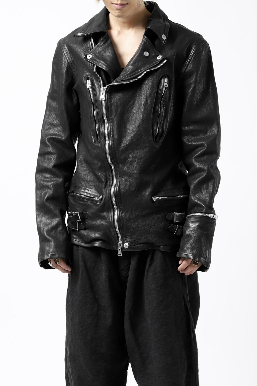 画像をギャラリービューアに読み込む, ISAMU KATAYAMA BACKLASH DOUBLE RIDERS JACKET - LIGHTNING / GARMENT WASHED JP CALF (BLACK)