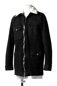Load image into Gallery viewer, ISAMU KATAYAMA BACKLASH SUEDE COVER ALL BLOUSON / JAPAN CALF (WHITE TANNED / BLACK)