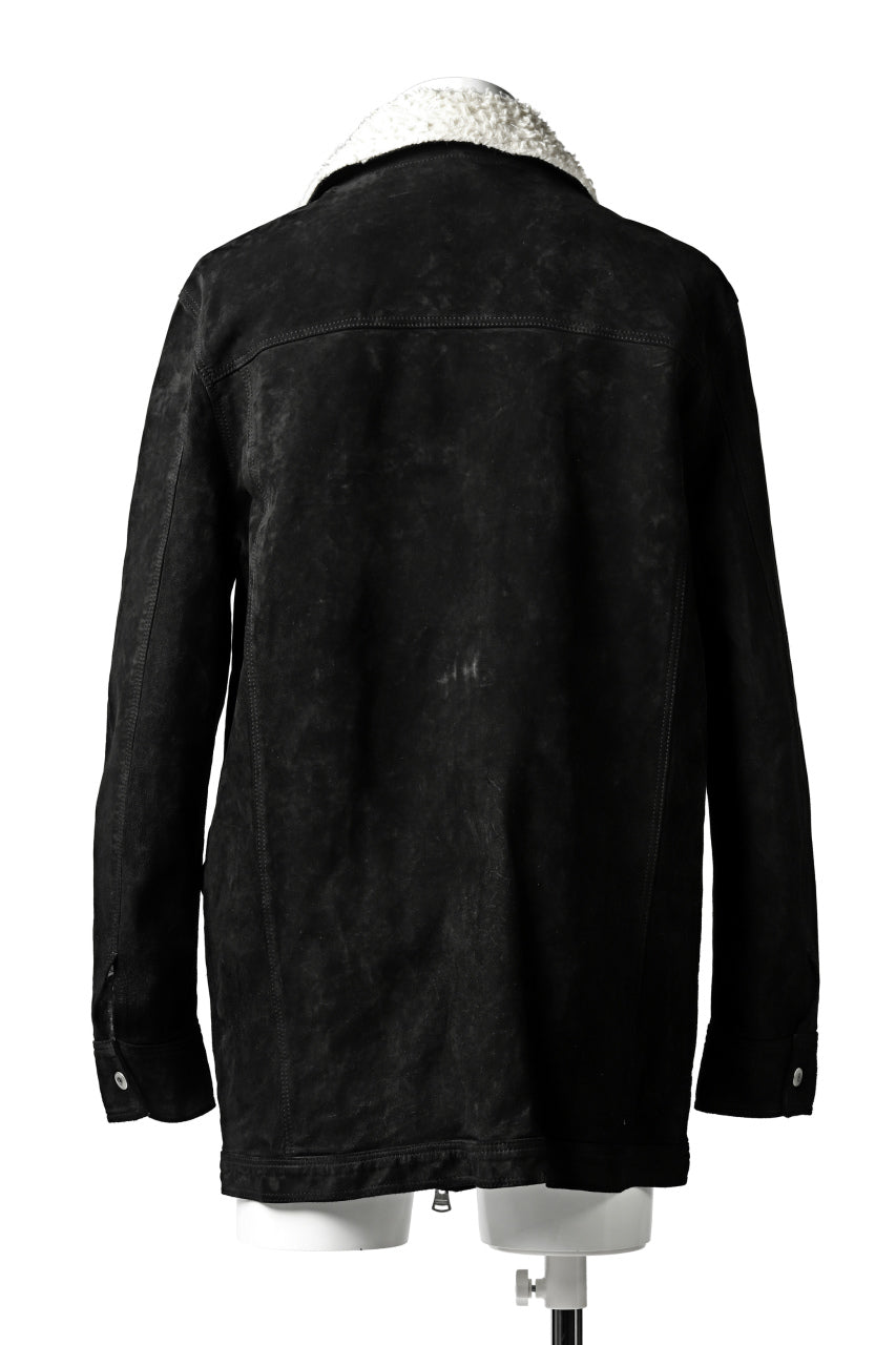 Load image into Gallery viewer, ISAMU KATAYAMA BACKLASH SUEDE COVER ALL BLOUSON / JAPAN CALF (WHITE TANNED / BLACK)