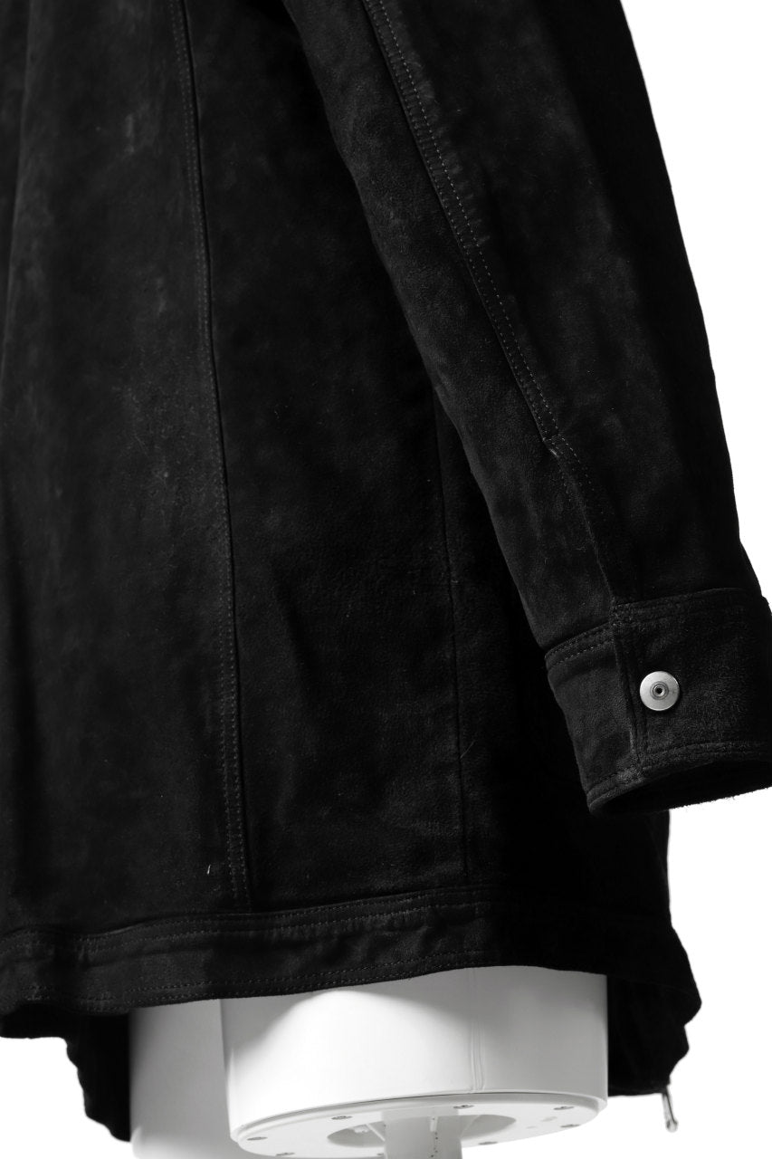 Load image into Gallery viewer, ISAMU KATAYAMA BACKLASH SUEDE COVER ALL BLOUSON / JAPAN CALF (WHITE TANNED / BLACK)