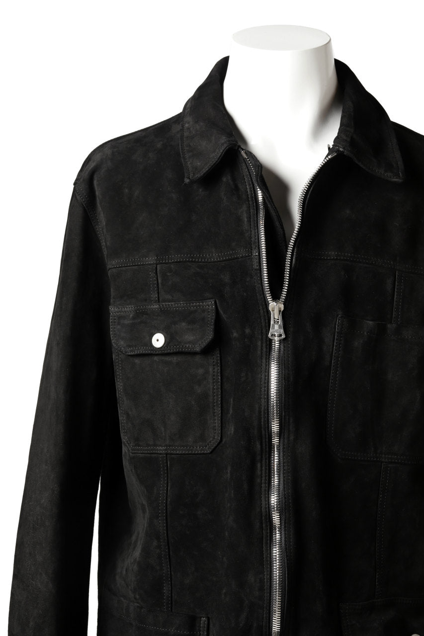 Load image into Gallery viewer, ISAMU KATAYAMA BACKLASH SUEDE COVER ALL BLOUSON / JAPAN CALF (WHITE TANNED / BLACK)