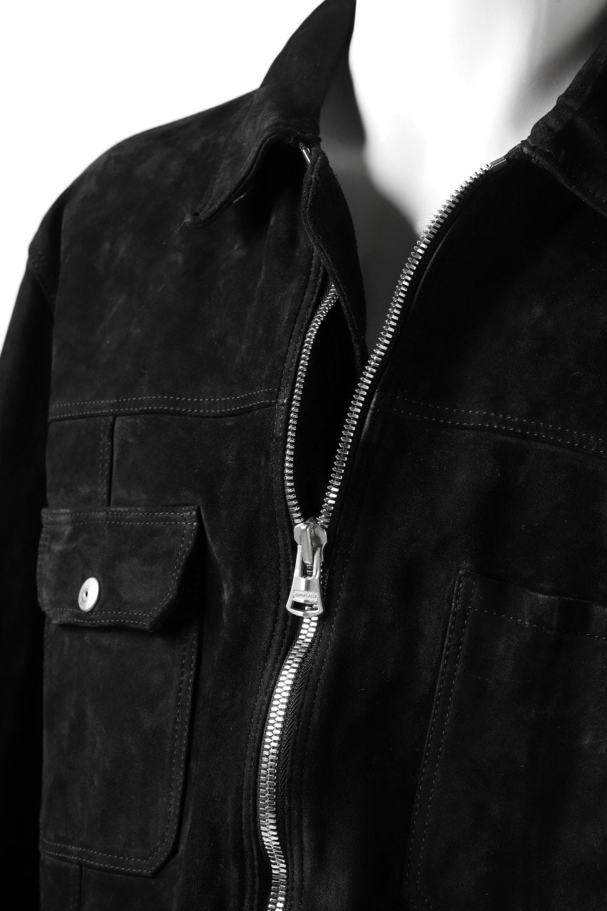 Load image into Gallery viewer, ISAMU KATAYAMA BACKLASH SUEDE COVER ALL BLOUSON / JAPAN CALF (WHITE TANNED / BLACK)