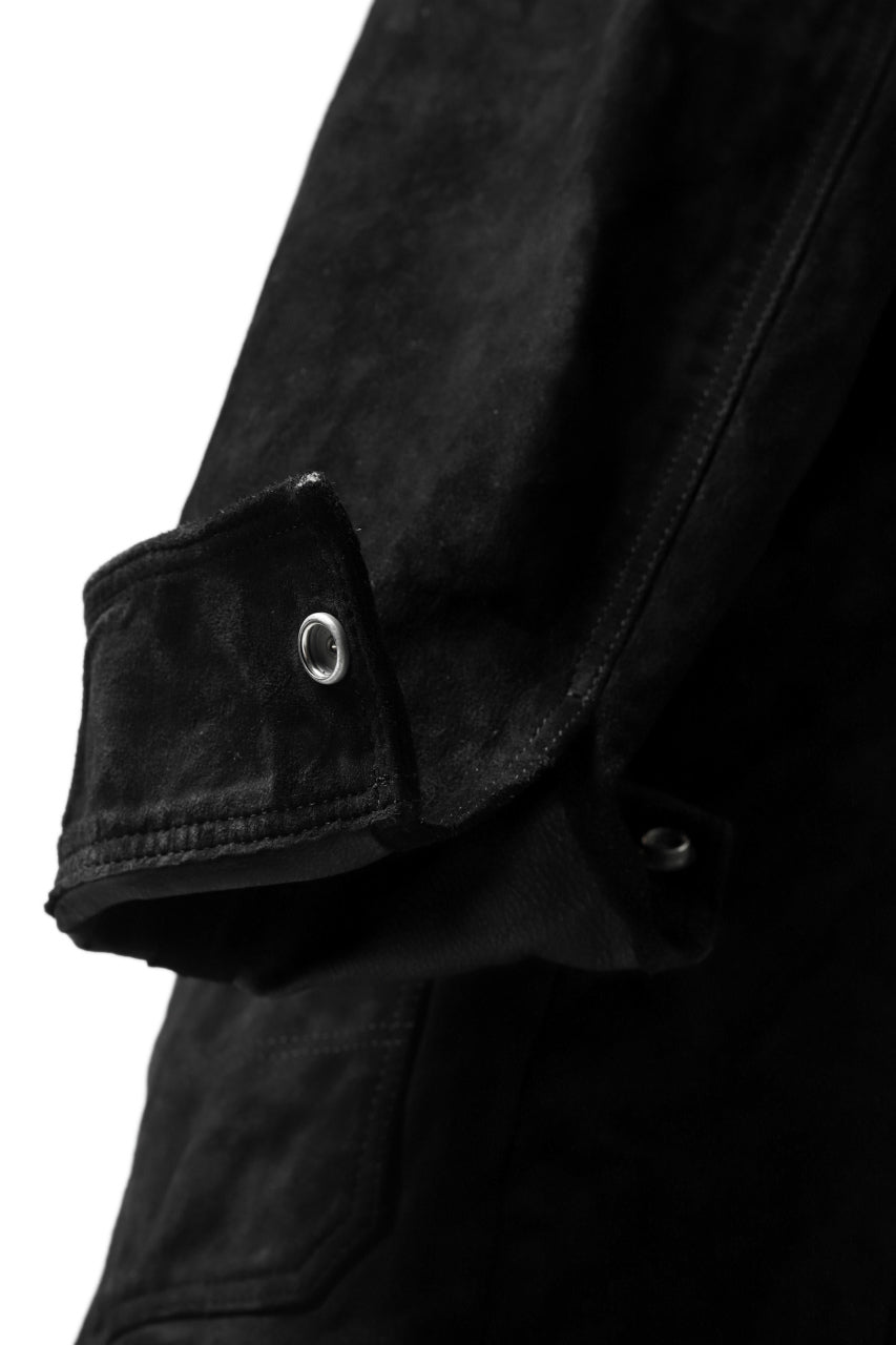 Load image into Gallery viewer, ISAMU KATAYAMA BACKLASH SUEDE COVER ALL BLOUSON / JAPAN CALF (WHITE TANNED / BLACK)