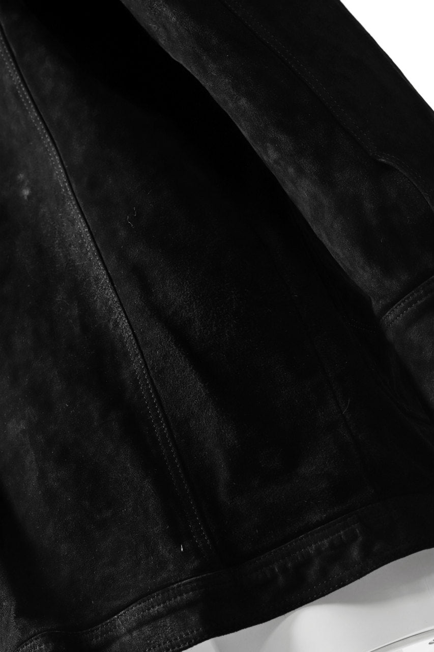 Load image into Gallery viewer, ISAMU KATAYAMA BACKLASH SUEDE COVER ALL BLOUSON / JAPAN CALF (WHITE TANNED / BLACK)