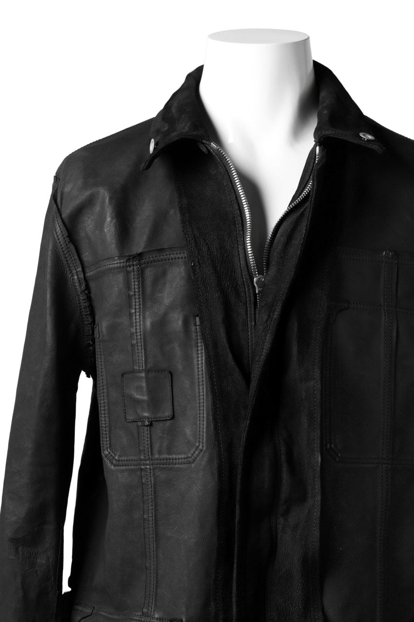 Load image into Gallery viewer, ISAMU KATAYAMA BACKLASH SUEDE COVER ALL BLOUSON / JAPAN CALF (WHITE TANNED / BLACK)