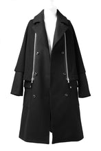 画像をギャラリービューアに読み込む, A.F ARTEFACT "COMBINED" DOUBLE BREASTED WOOL COAT (BLACK)