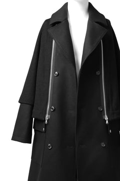画像をギャラリービューアに読み込む, A.F ARTEFACT "COMBINED" DOUBLE BREASTED WOOL COAT (BLACK)