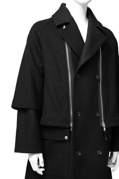 画像をギャラリービューアに読み込む, A.F ARTEFACT "COMBINED" DOUBLE BREASTED WOOL COAT (BLACK)