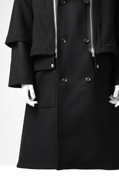 画像をギャラリービューアに読み込む, A.F ARTEFACT "COMBINED" DOUBLE BREASTED WOOL COAT (BLACK)