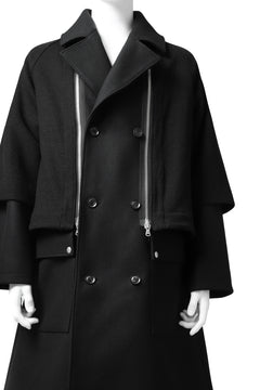 画像をギャラリービューアに読み込む, A.F ARTEFACT "COMBINED" DOUBLE BREASTED WOOL COAT (BLACK)