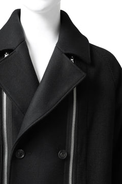 画像をギャラリービューアに読み込む, A.F ARTEFACT "COMBINED" DOUBLE BREASTED WOOL COAT (BLACK)