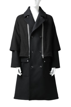 画像をギャラリービューアに読み込む, A.F ARTEFACT "COMBINED" DOUBLE BREASTED WOOL COAT (BLACK)