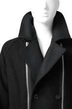 画像をギャラリービューアに読み込む, A.F ARTEFACT "COMBINED" DOUBLE BREASTED WOOL COAT (BLACK)