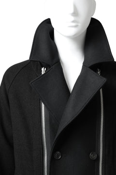 画像をギャラリービューアに読み込む, A.F ARTEFACT "COMBINED" DOUBLE BREASTED WOOL COAT (BLACK)