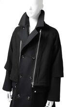 画像をギャラリービューアに読み込む, A.F ARTEFACT "COMBINED" DOUBLE BREASTED WOOL COAT (BLACK)