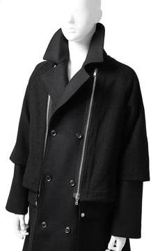 画像をギャラリービューアに読み込む, A.F ARTEFACT "COMBINED" DOUBLE BREASTED WOOL COAT (BLACK)