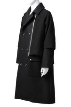 画像をギャラリービューアに読み込む, A.F ARTEFACT "COMBINED" DOUBLE BREASTED WOOL COAT (BLACK)