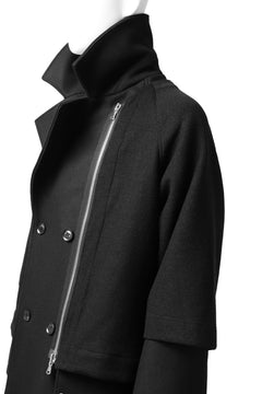 画像をギャラリービューアに読み込む, A.F ARTEFACT "COMBINED" DOUBLE BREASTED WOOL COAT (BLACK)