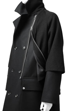 画像をギャラリービューアに読み込む, A.F ARTEFACT "COMBINED" DOUBLE BREASTED WOOL COAT (BLACK)