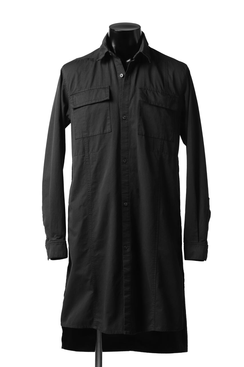 画像をギャラリービューアに読み込む, A.F ARTEFACT MILITARY LONG SHIRT / TYPEWRITTER CLOTH (REACTIVE DYED BLACK)