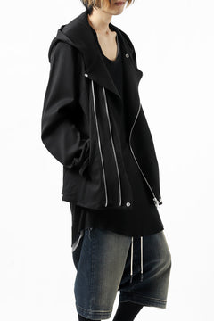 Load image into Gallery viewer, ISAMU KATAYAMA BACKLASH HOODED RIDERS BLOUSON / STRETCH RAYON SILK (BLACK)