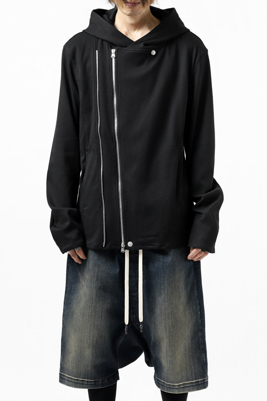Load image into Gallery viewer, ISAMU KATAYAMA BACKLASH HOODED RIDERS BLOUSON / STRETCH RAYON SILK (BLACK)